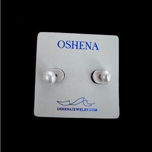 White Pearl Stud Earrings